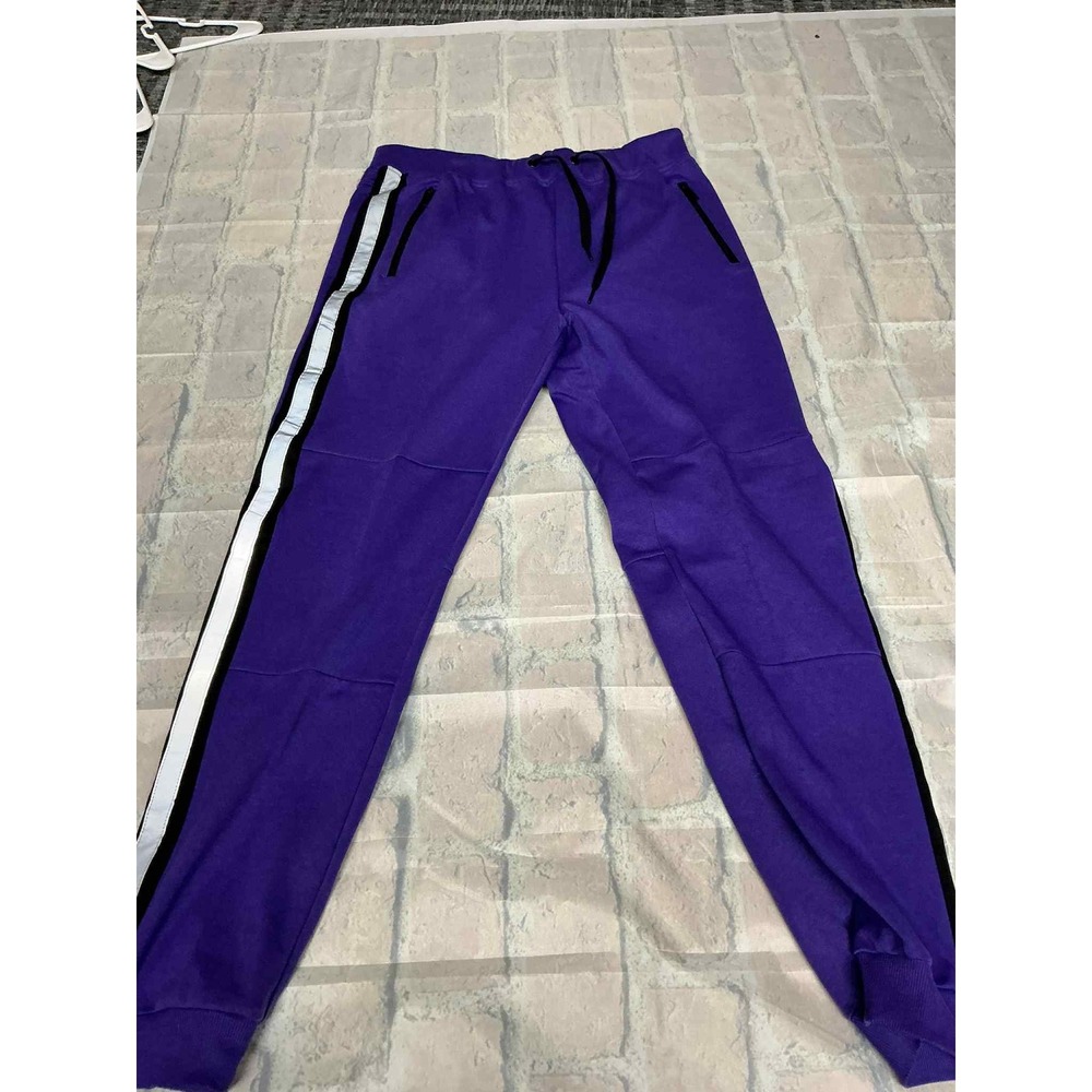 RIFLESI Men's‎ Purple Athletic Jogger Pants With Reflective Stripe